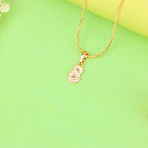 "Rose Gold Number 8 Pendant with Crystals – 18K Gold Plated Charm, XPPT1348 - Picture 12 of 13